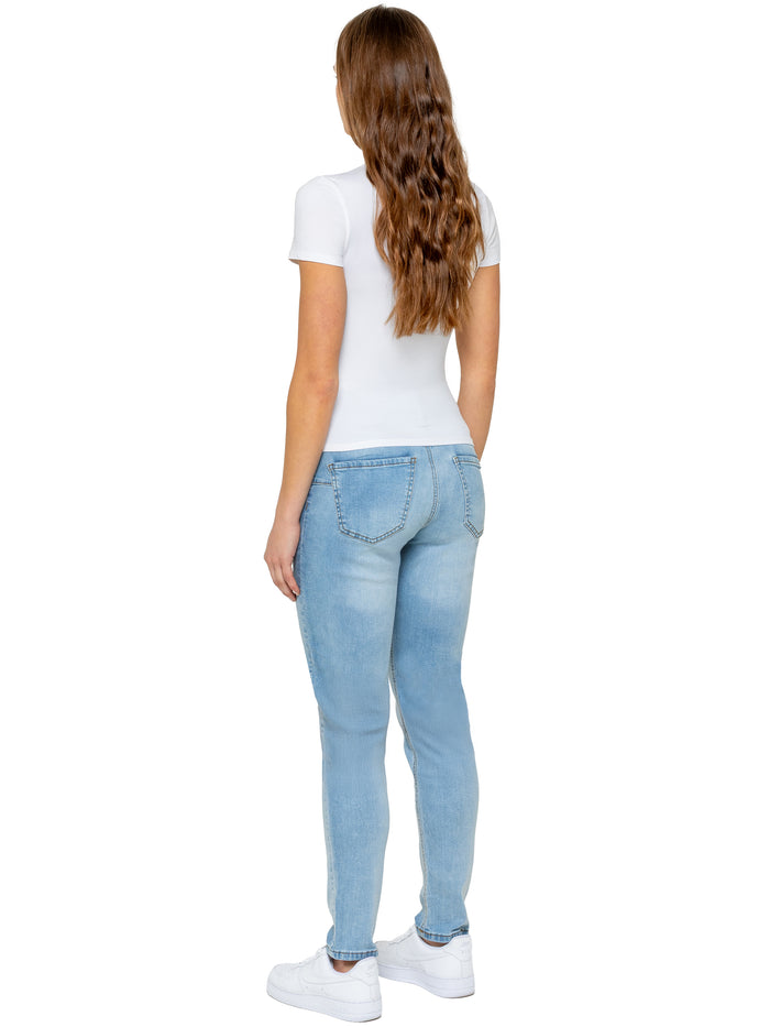 Enzo Jeans Aria Stretch Denim Mom Jeans - Bleach Wash