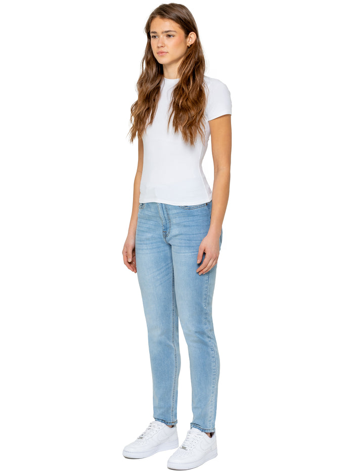 Enzo Jeans Aria Stretch Denim Mom Jeans - Bleach Wash