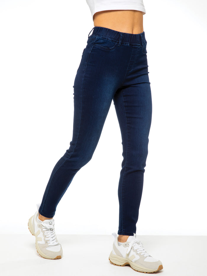 Enzo Jeans Ava High Rise Skinny Jean Leggings - Dark Blue