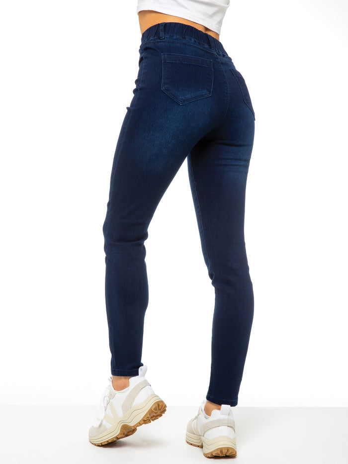 Enzo Jeans Ava High Rise Skinny Jean Leggings - Dark Blue