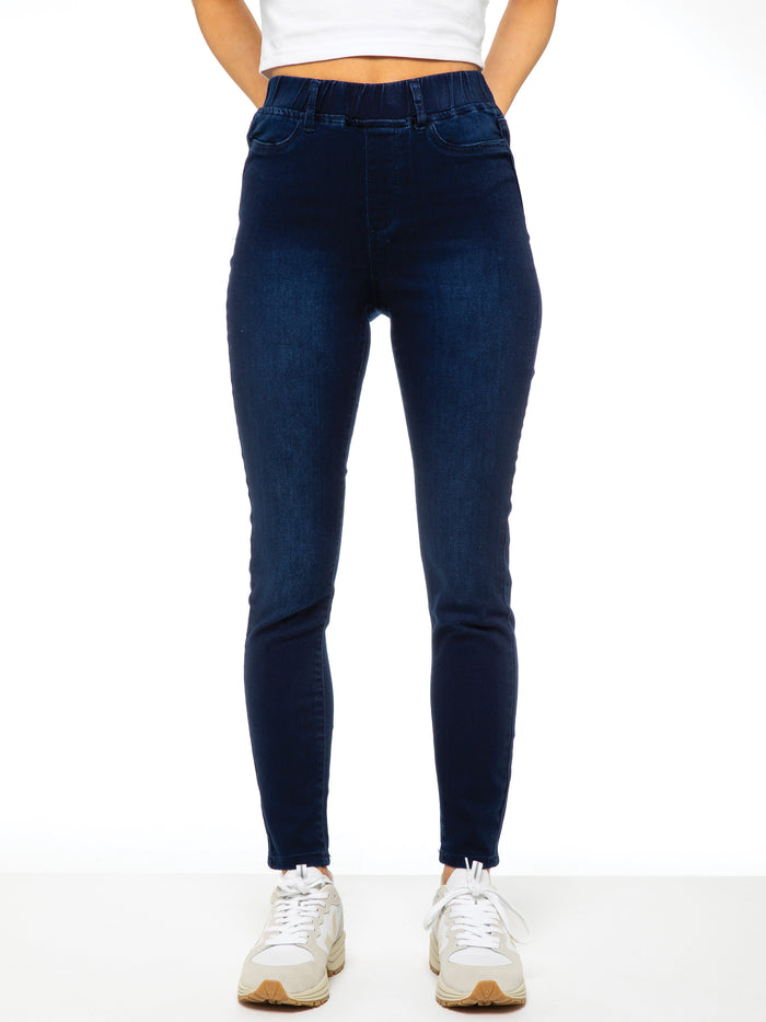 Enzo Jeans Ava High Rise Skinny Jean Leggings - Dark Blue