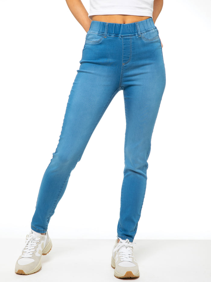 Enzo Jeans Ava High Rise Skinny Jean Leggings - Light Blue