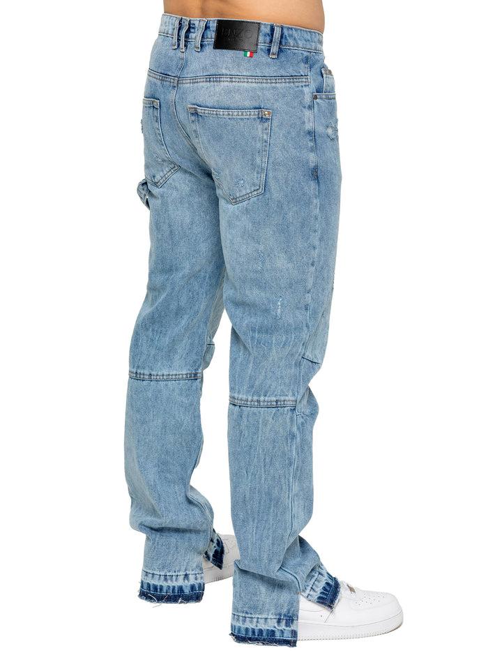 Enzo Jeans Bartolo Stepped Hem Denim Jeans - Light Blue