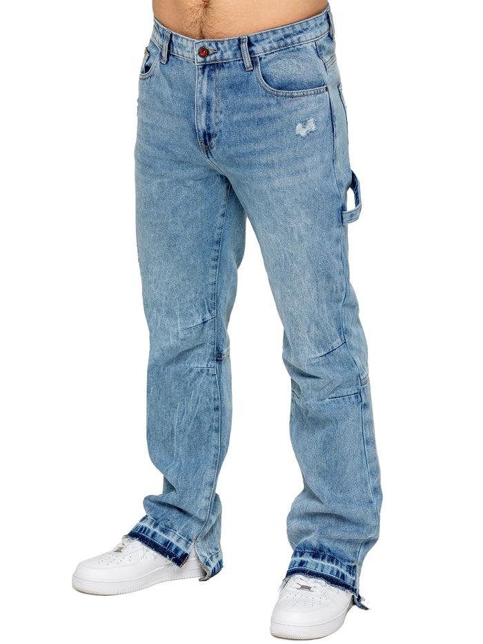 enzo jeans Bartolo Stepped Hem Denim Jeans - Light Blue