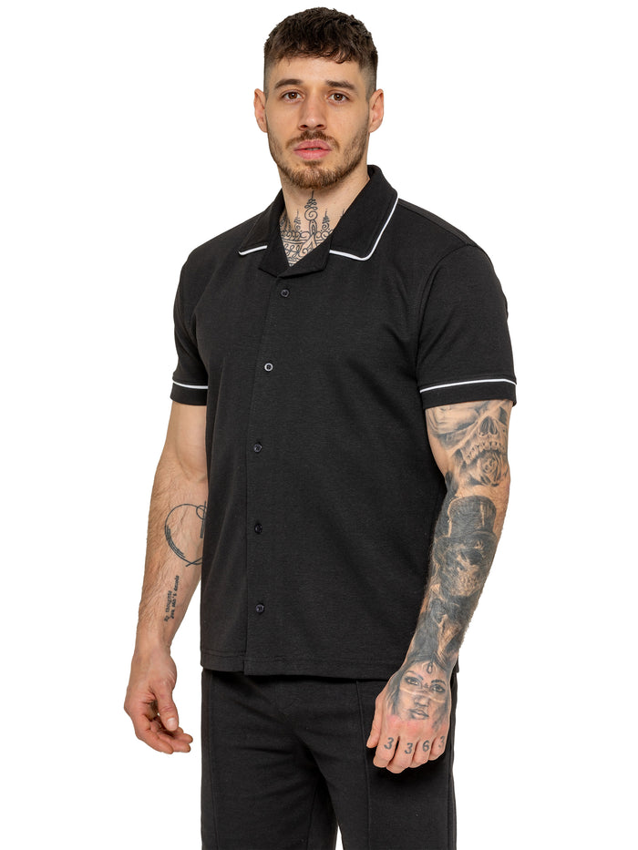 Enzo Jeans Berrettini Piping Shirt And Shorts Set - Black