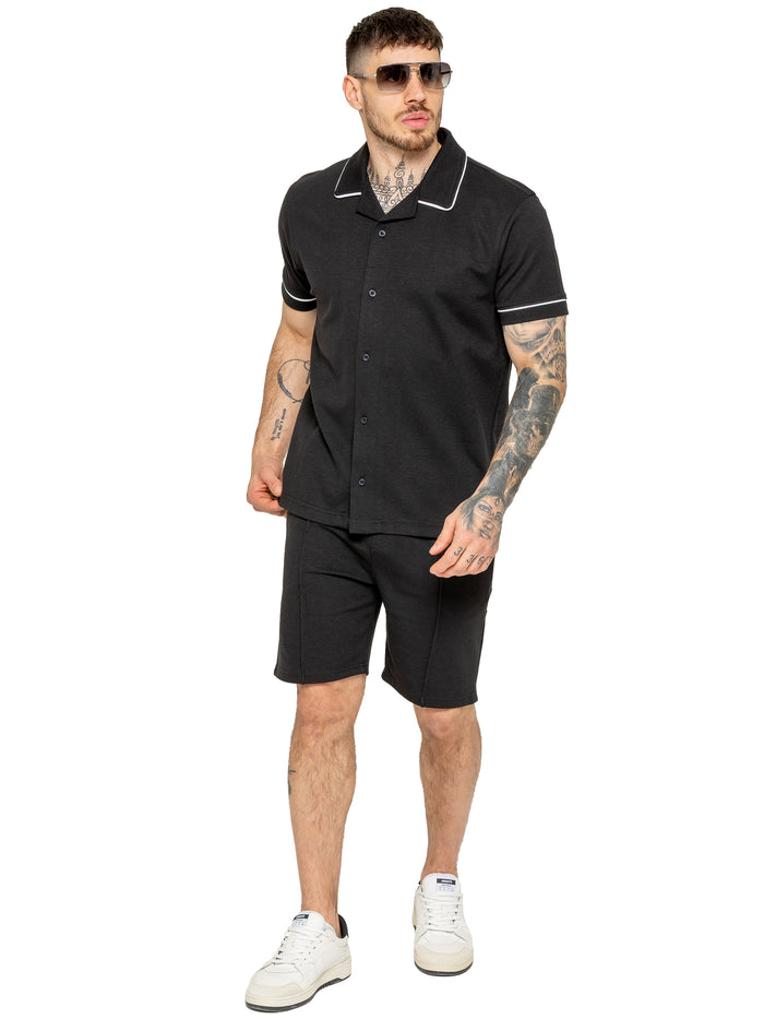 enzo jeans Berrettini Piping Shirt and Shorts Set - Black