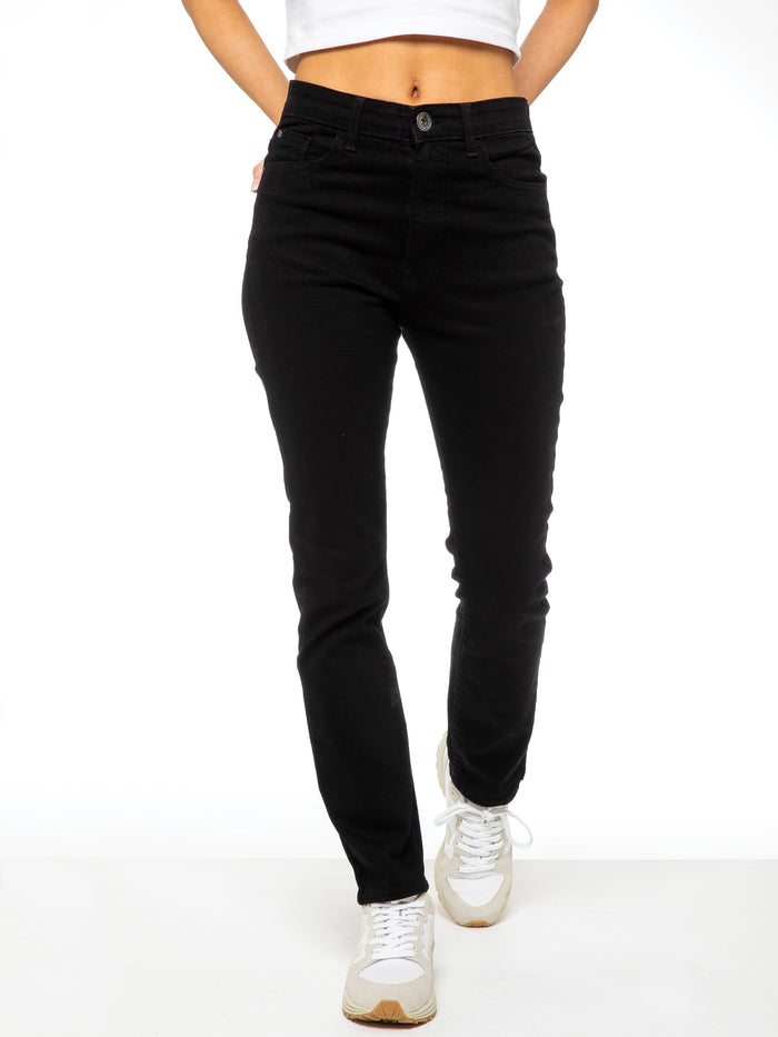 Enzo Jeans Callie 90s High Rise Slim Straight Jeans - Black