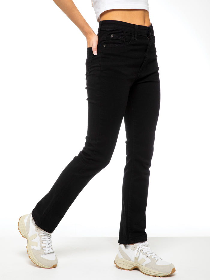 Enzo Jeans Callie 90s High Rise Slim Straight Jeans - Black