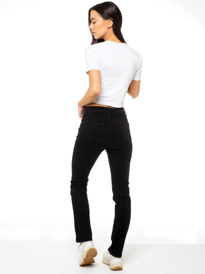Enzo Jeans Callie 90s High Rise Slim Straight Jeans - Black