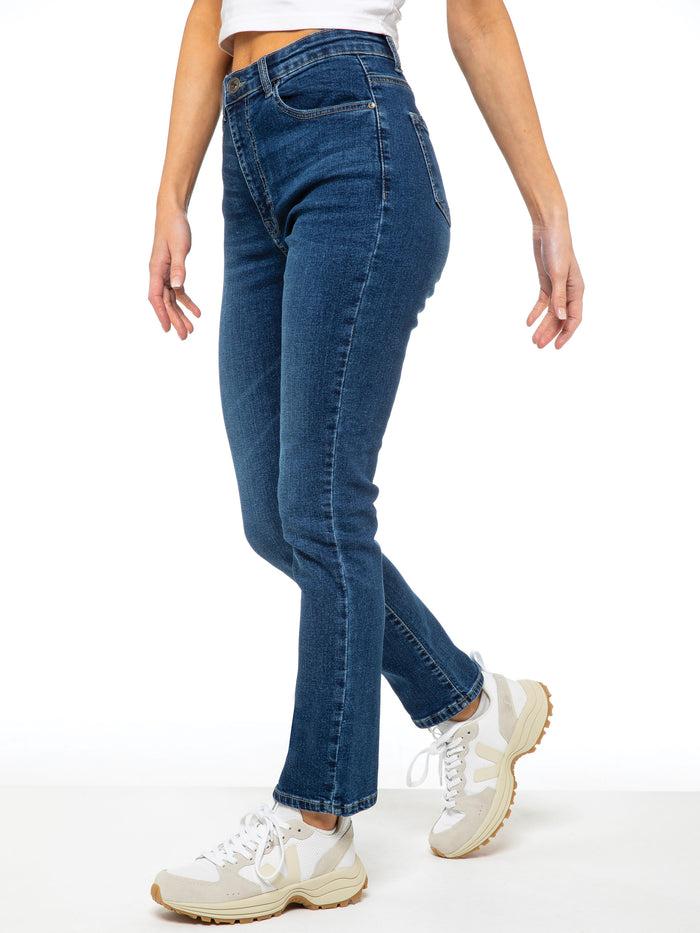 Enzo Jeans Callie 90s High Rise Slim Straight Jeans - Blue