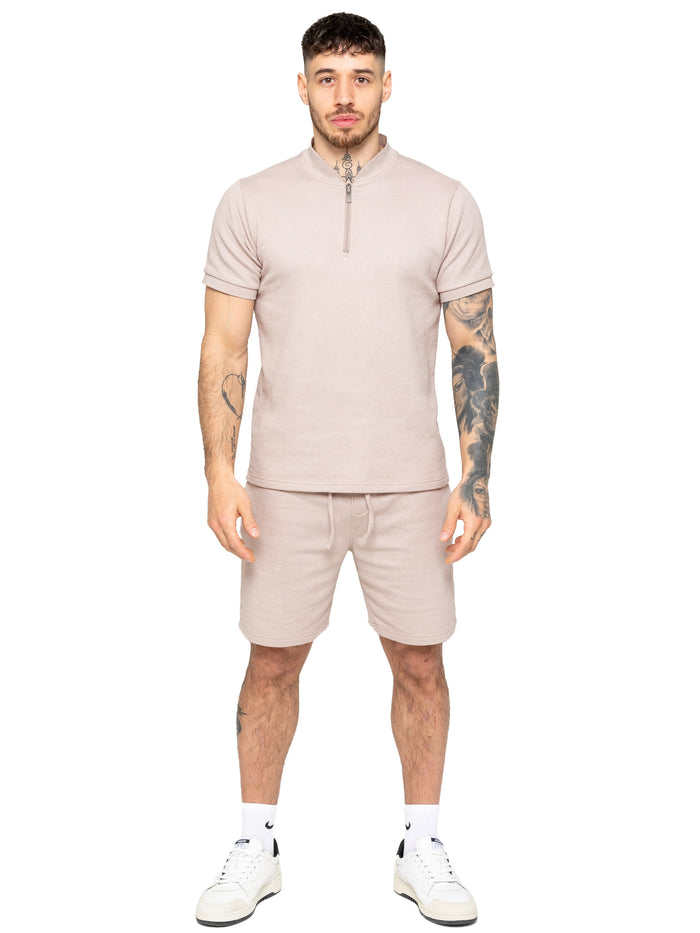Enzo Jeans Adriano Waffle Shorts - Beige