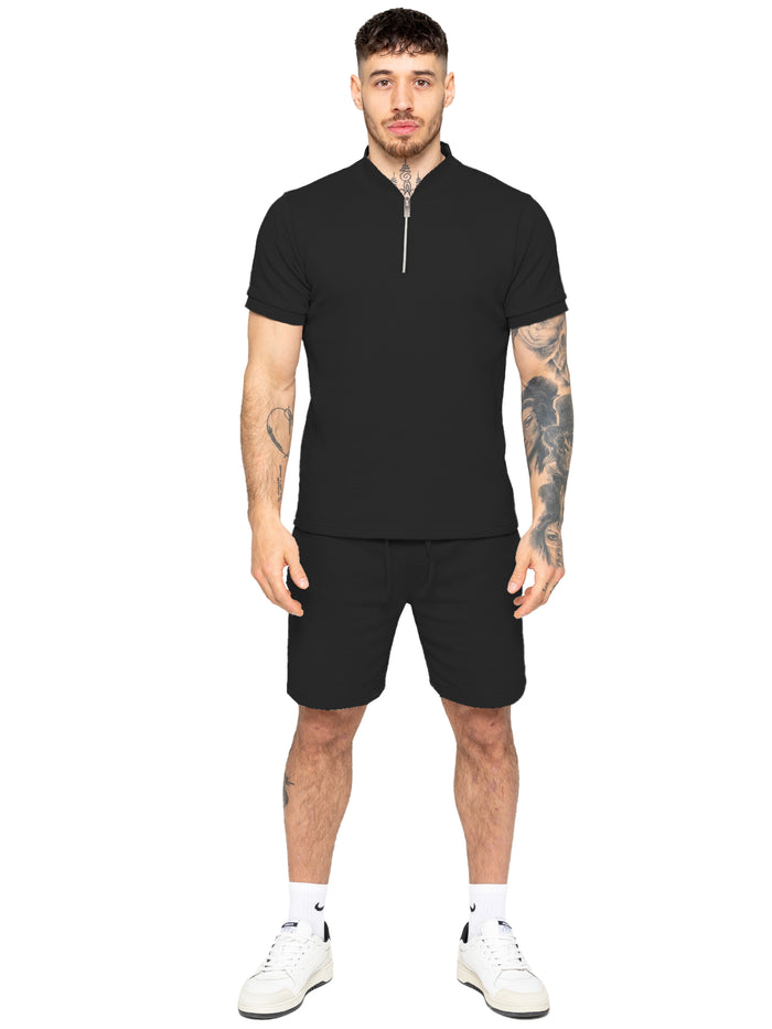 Enzo Jeans Adriano Waffle Shorts - Black