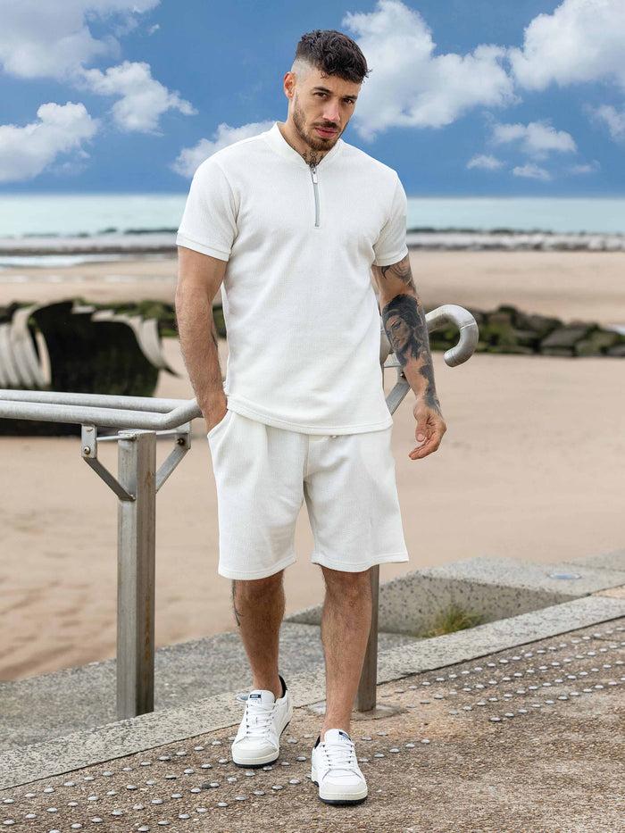 Enzo Jeans Adriano Waffle Shorts - Off White