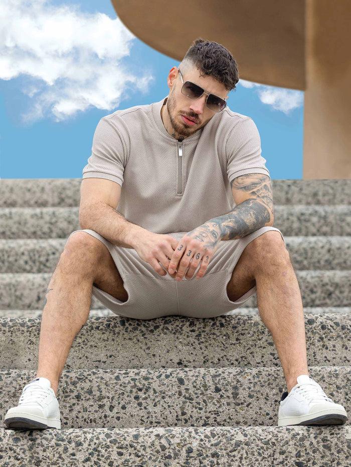 Enzo Jeans Adriano Waffle T-Shirt - Beige