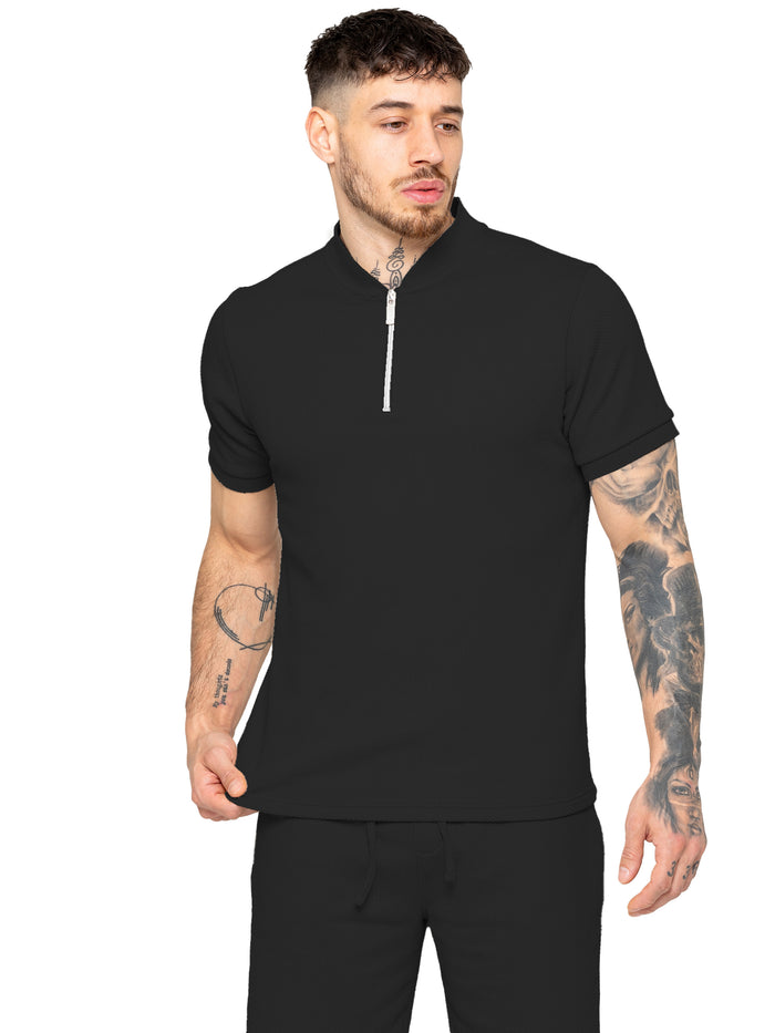 Enzo Jeans Adriano Waffle T-Shirt - Black