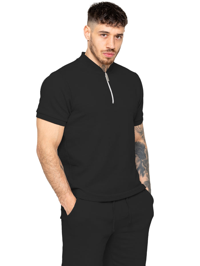 enzo jeans Adriano Waffle T-Shirt - Black