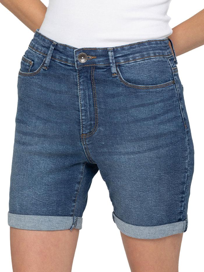 Enzo Jeans Alexa Stretch Denim Shorts - Blue