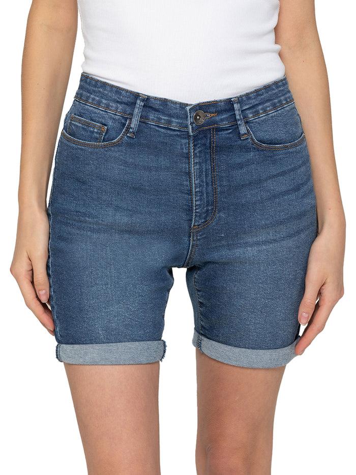 Enzo Jeans Alexa Stretch Denim Shorts - Blue
