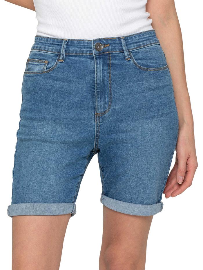 Enzo Jeans Alexa Stretch Denim Shorts - Light Blue