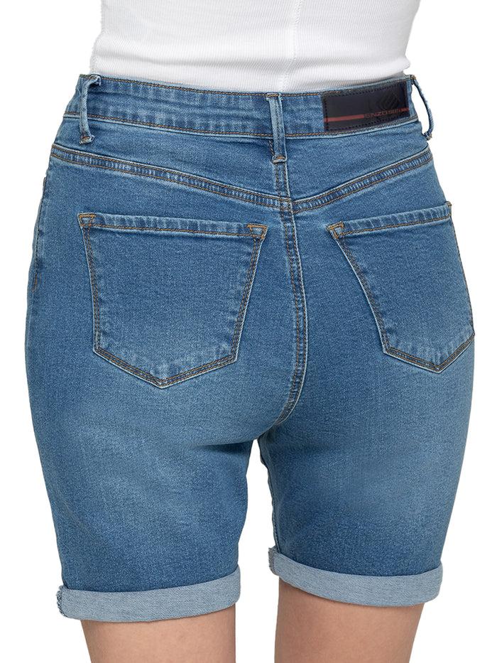 Enzo Jeans Alexa Stretch Denim Shorts - Light Blue