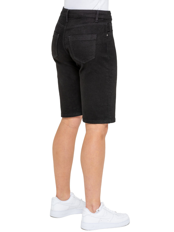Enzo Jeans Alyssa Stretch Denim Mom Shorts - Black