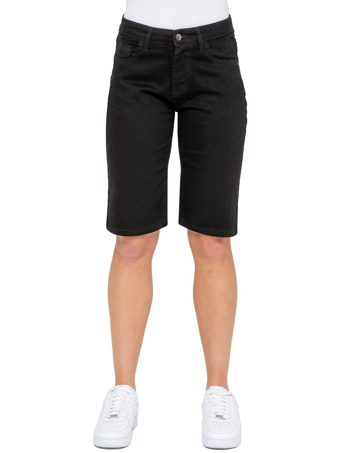 Enzo Jeans Alyssa Stretch Denim Mom Shorts - Black