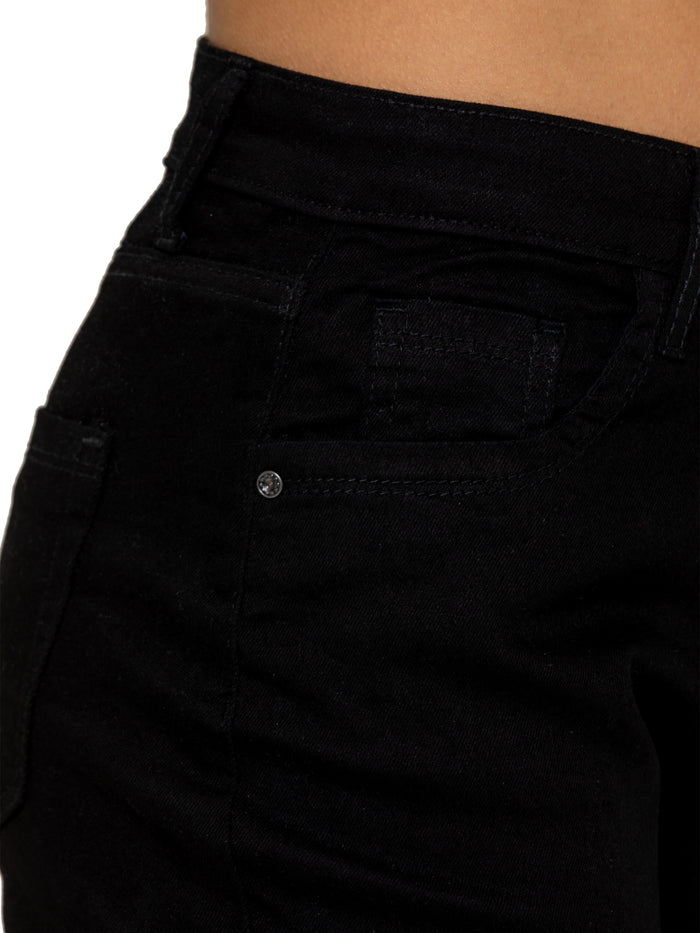 Enzo Jeans Alyssa Stretch Denim Mom Shorts - Black