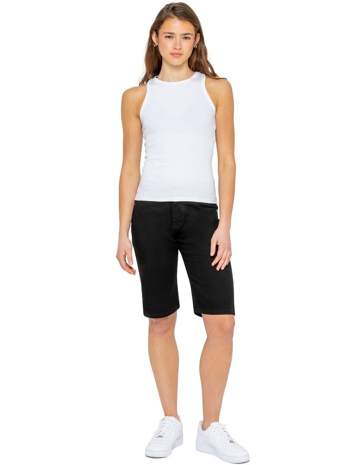 enzo jeans Alyssa Stretch Denim Mom Shorts - Black