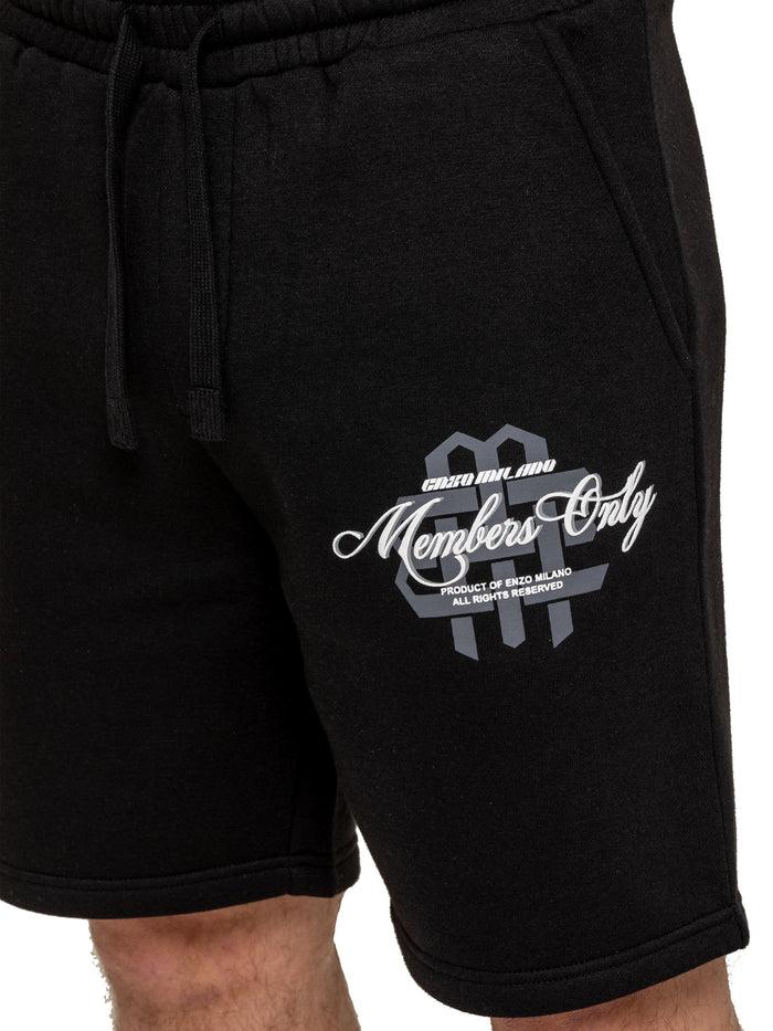 Enzo Jeans Amadeo Members Graphic Shorts - Black
