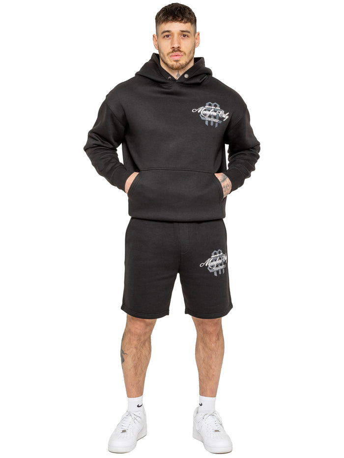 Enzo Jeans Amadeo Members Graphic Shorts - Black