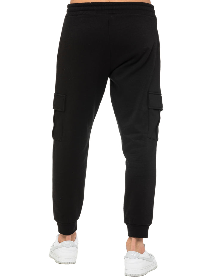 Enzo Jeans Archer Fleece Cargo Jogger - Black