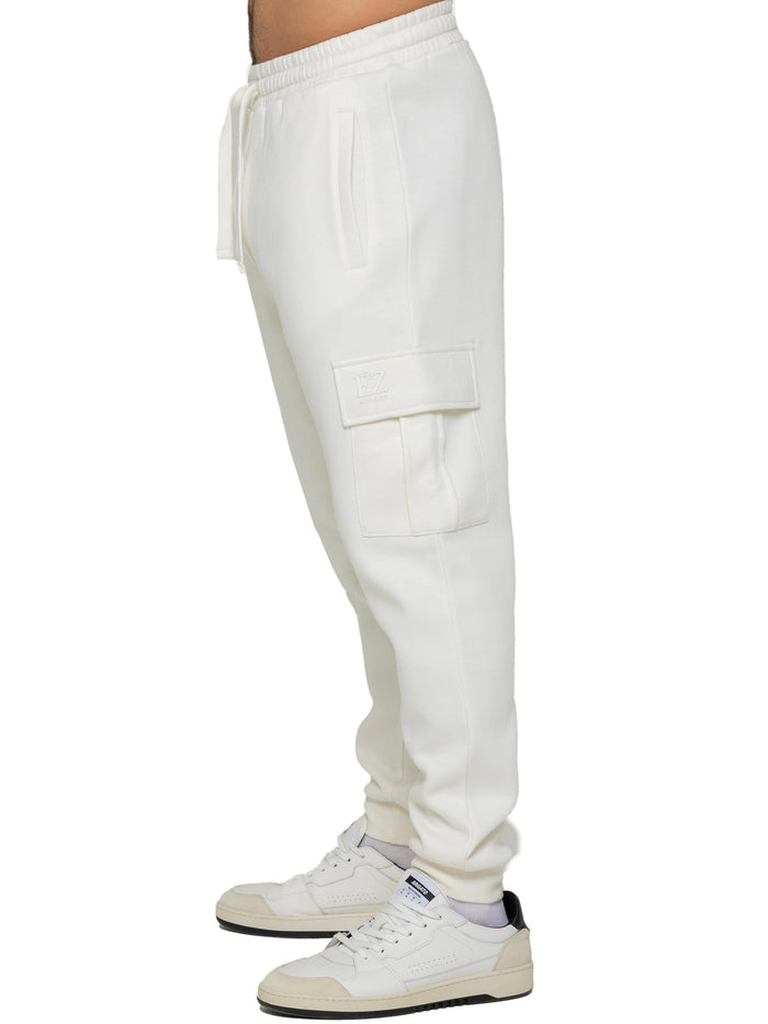Enzo Jeans Archer Fleece Cargo Jogger - Off White