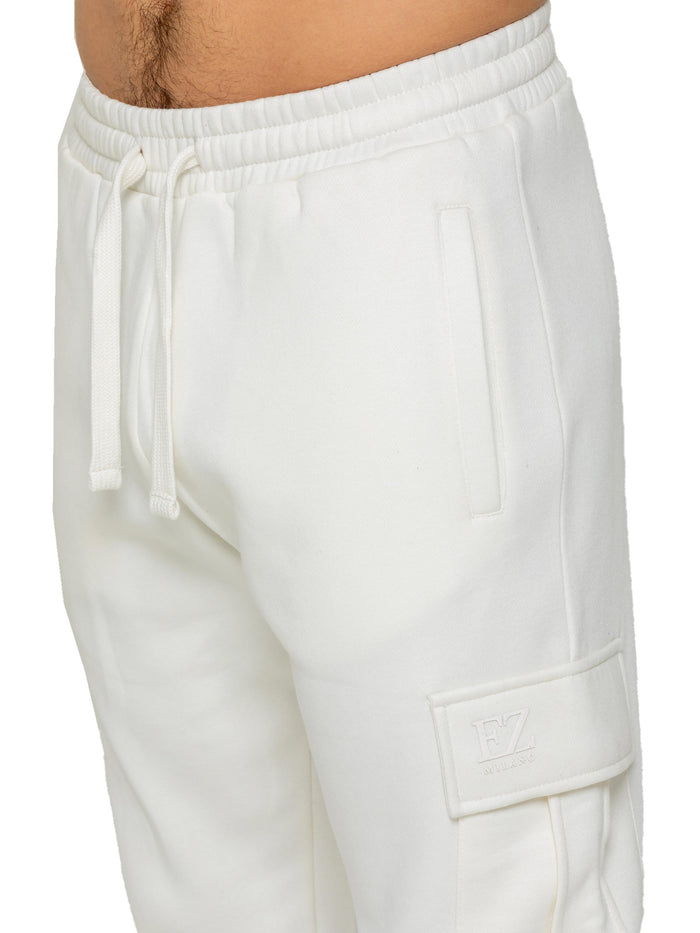 Enzo Jeans Archer Fleece Cargo Jogger - Off White