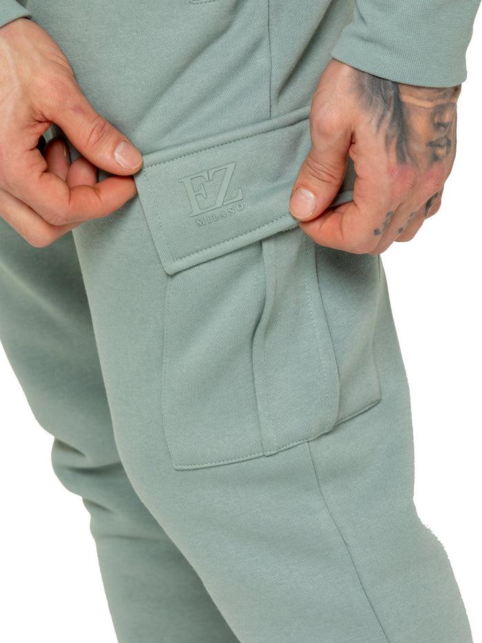 Enzo Jeans Archer Fleece Cargo Jogger - Sage