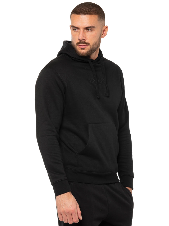 Enzo Jeans Archer Print Pullover Hoodie - Black