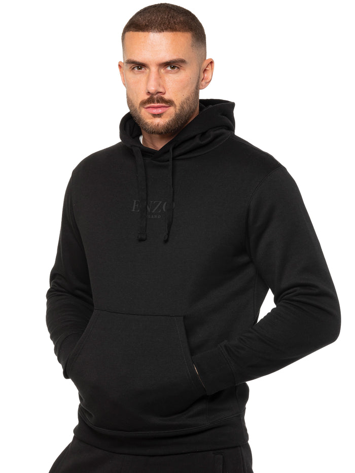 enzo jeans Archer Print Pullover Hoodie - Black