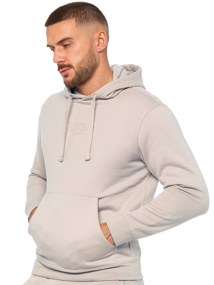 Enzo Jeans Archer Print Pullover Hoodie - Clay