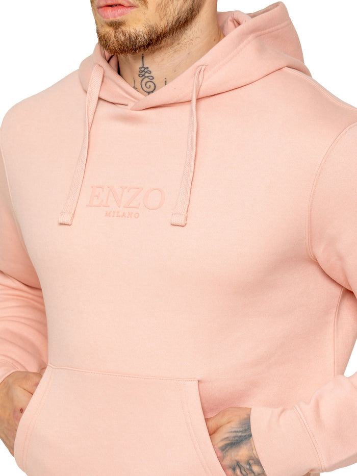Enzo Jeans Archer Print Pullover Hoodie - Dusty Pink