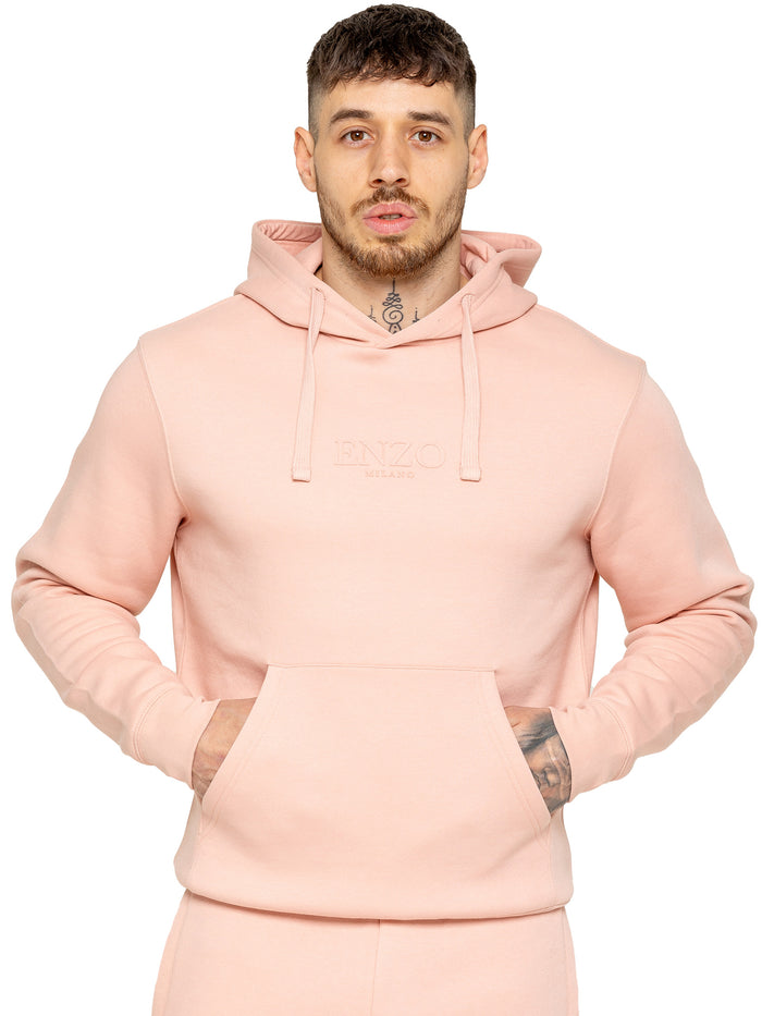Enzo Jeans Archer Print Pullover Hoodie - Dusty Pink