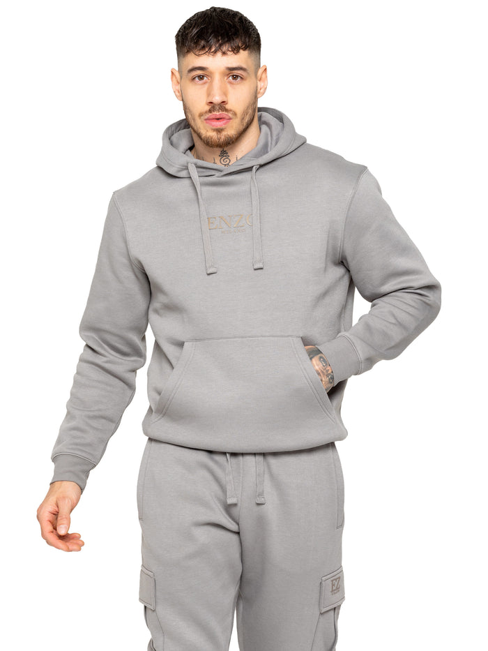 enzo jeans Archer Print Pullover Hoodie - Grey