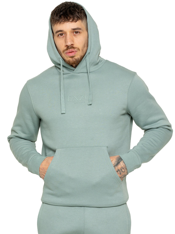 Enzo Jeans Archer Print Pullover Hoodie - Sage
