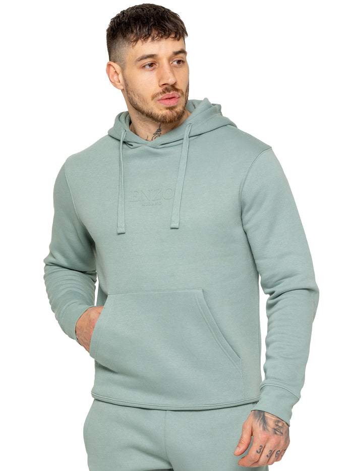 enzo jeans Archer Print Pullover Hoodie - Sage