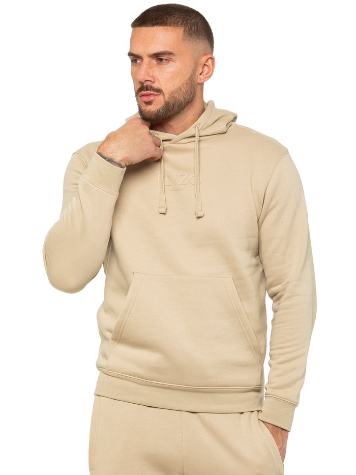 enzo jeans Archer Print Pullover Hoodie - Stone