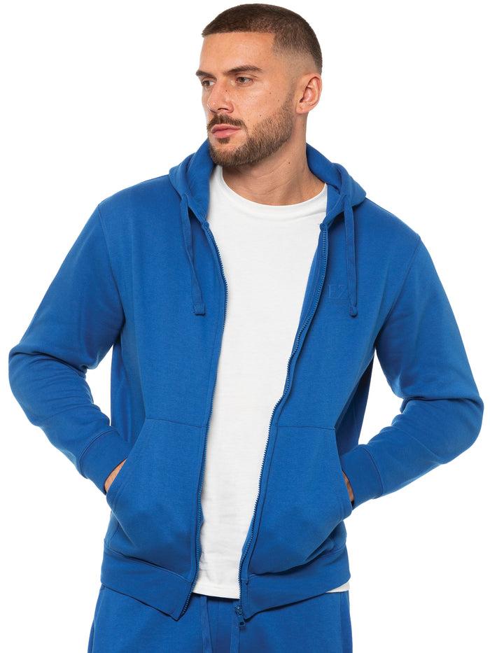 Enzo Jeans Archer Print Zip Up Hoodie - Blue