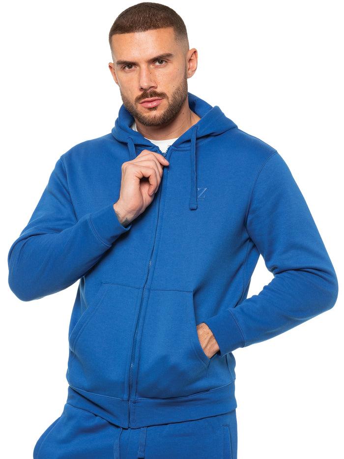 Enzo Jeans Archer Print Zip Up Hoodie - Blue