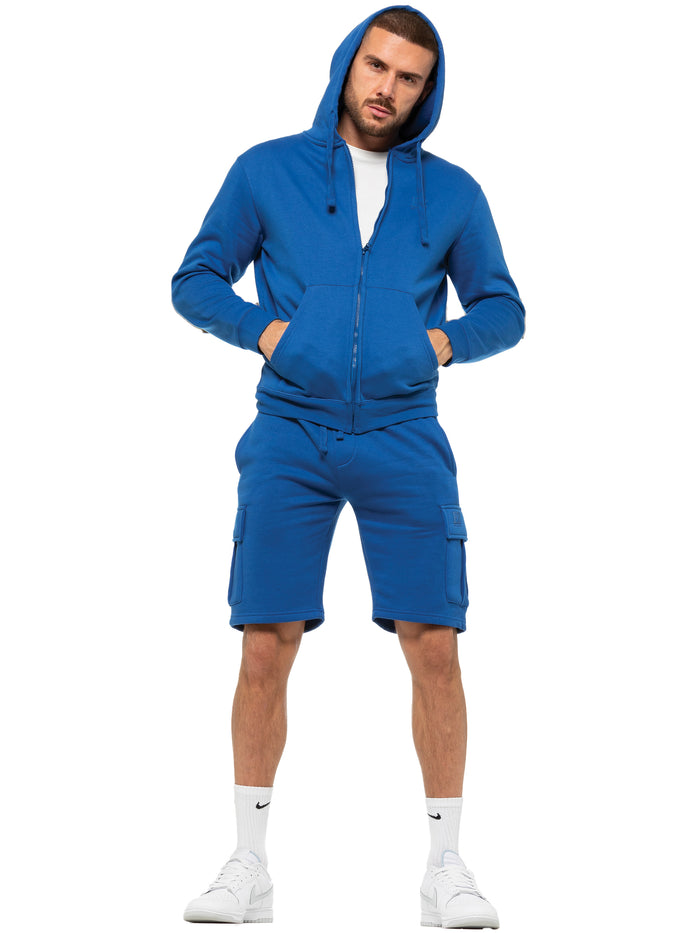 enzo jeans Archer Print Zip Up Hoodie - Blue