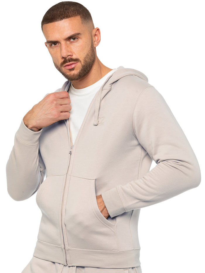 Enzo Jeans Archer Print Zip Up Hoodie - Clay