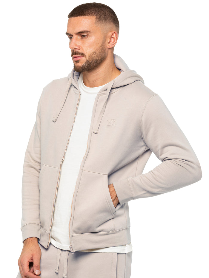 enzo jeans Archer Print Zip Up Hoodie - Clay