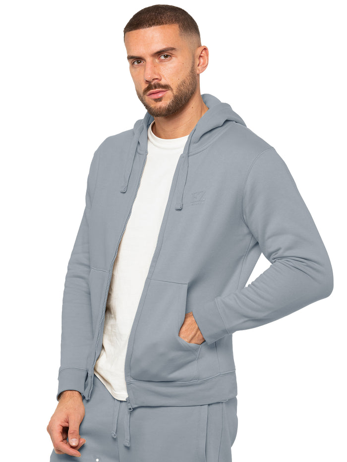 enzo jeans Archer Print Zip Up Hoodie - Coastal Blue