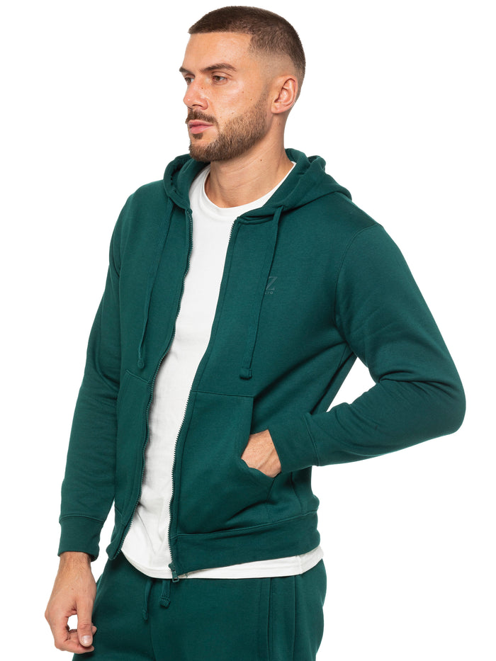 Enzo Jeans Archer Print Zip Up Hoodie - Green